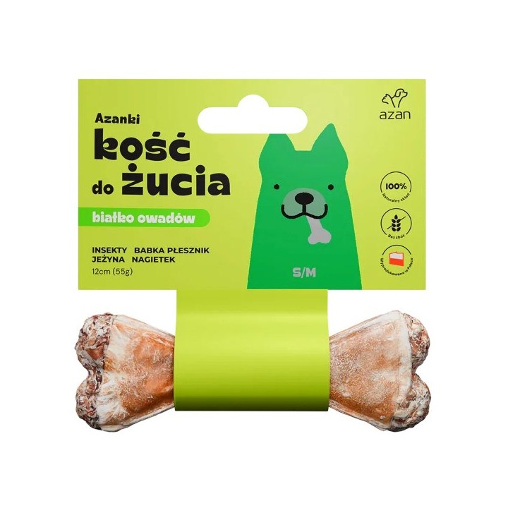 AZANKI Osso con insetti e mora S/M - snack per cani - 12 cm