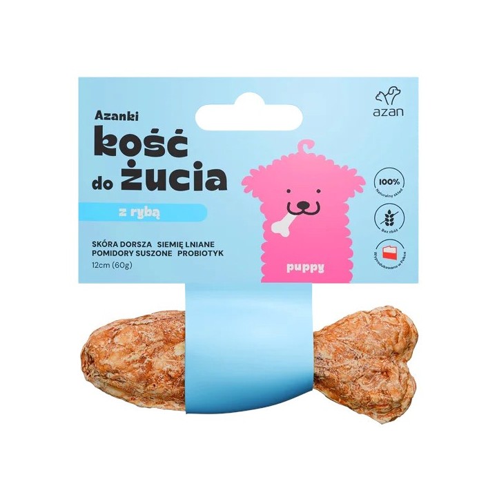 AZANKI Osso di merluzzo con probiotici cucciolo a forma di pesce – snack per cani – 12 cm