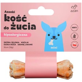 AZANKI Osso ipoallergenico in pelle di cervo con coniglio e semi di lino MINI – snack per cani – 10 cm
