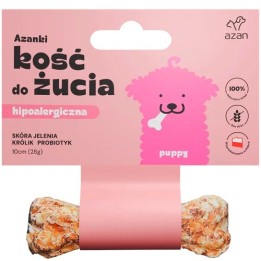 AZANKI Osso ipoallergenico in pelle di cervo con coniglio e probiotici cucciolo - snack per cani - 10 cm