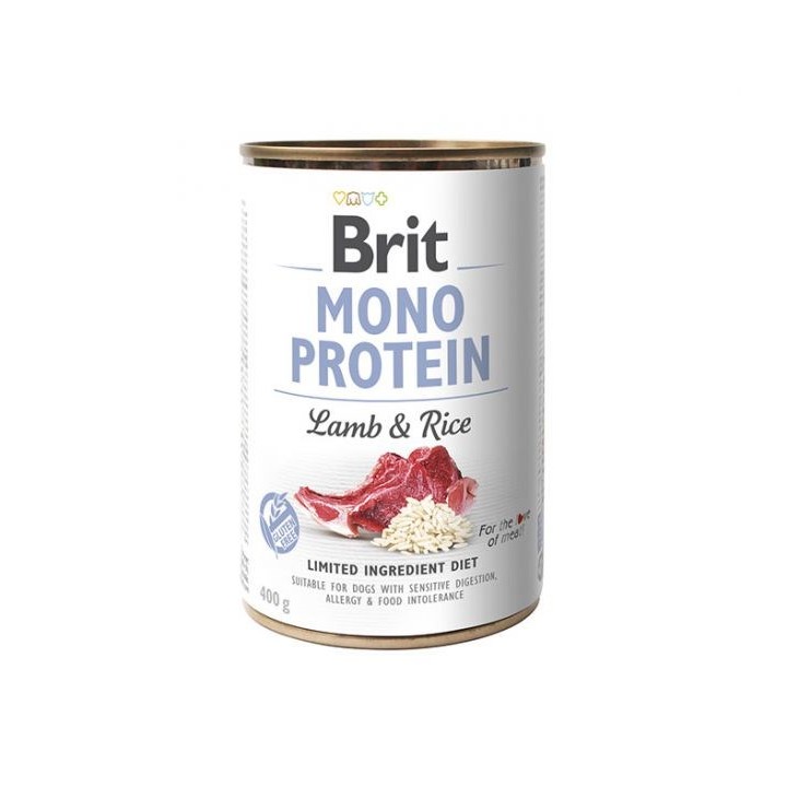BRIT MONO PROTEIN Cibo umido per cani agnello con riso 400 g