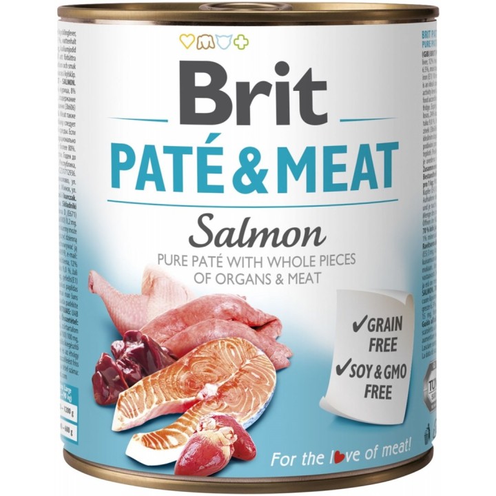 BRIT Paté & Carne con salmone - cibo umido per cani - 800g