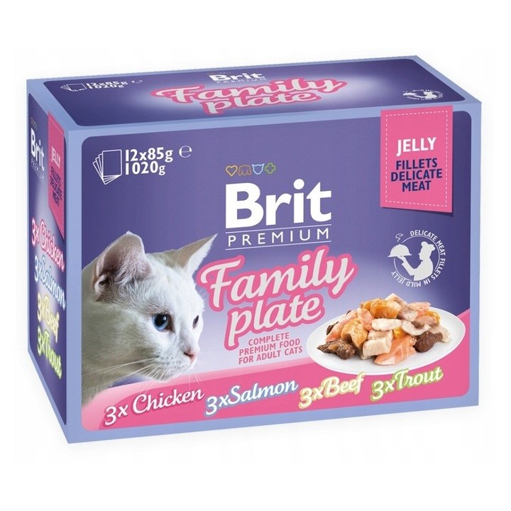 BRIT Premium Family Plate Filetti in gelatina Mix di gusti - cibo umido per gatti - 12x85g