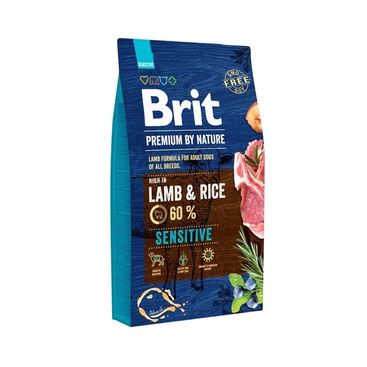 BRIT Premium by Nature Adult Sensitive Agnello e Riso - cibo secco per cani - 8 kg