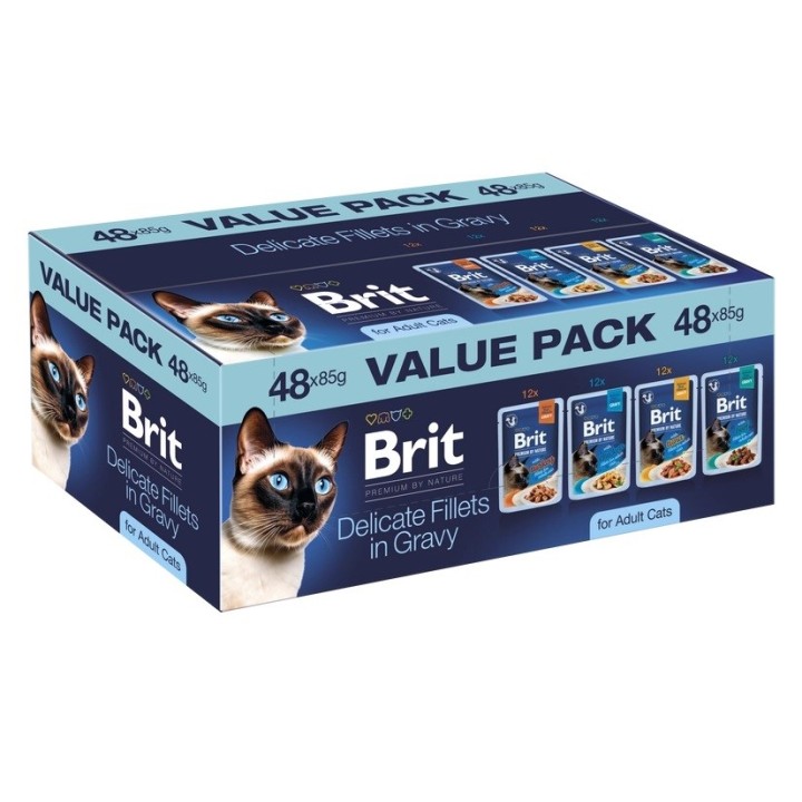 BRIT Premium by Nature Filetti delicati in salsa Box - cibo umido per gatti - 48x85g