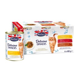BUTCHER'S Delicious Dinners selezione carnea in jelly - cibo umido per gatti - 6 x 400g