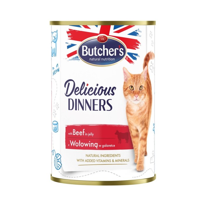 BUTCHER'S Delicious Dinners Pezzi di manzo in gelatina - cibo umido per gatti - 400g
