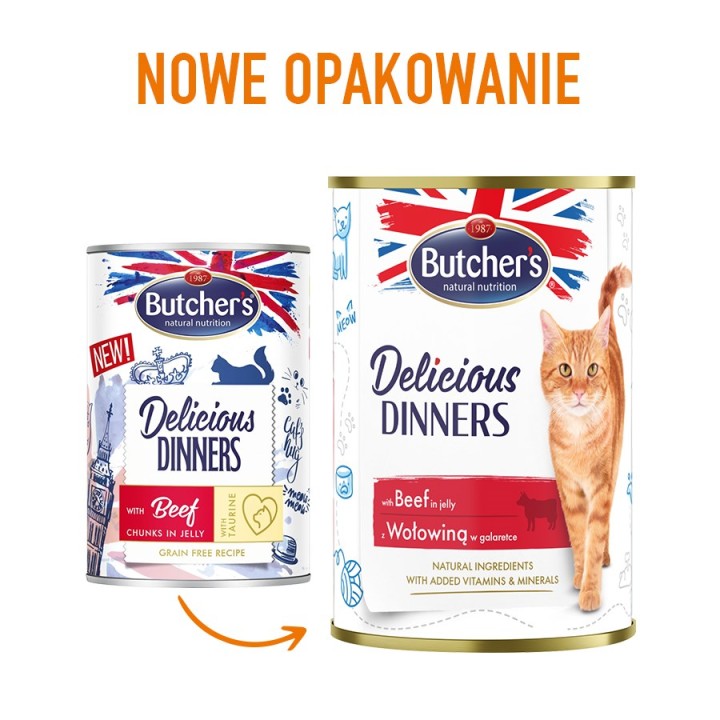 BUTCHER'S Delicious Dinners Pezzi di manzo in gelatina - cibo umido per gatti - 400g
