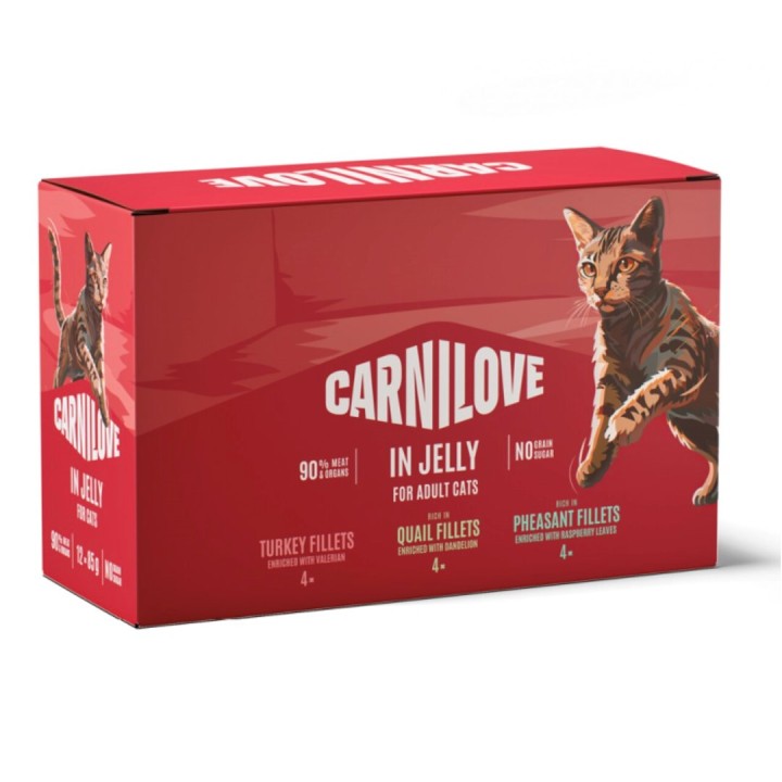 CARNILOVE Cat Pouch Jelly Box - cibo umido per gatti - 12x85g