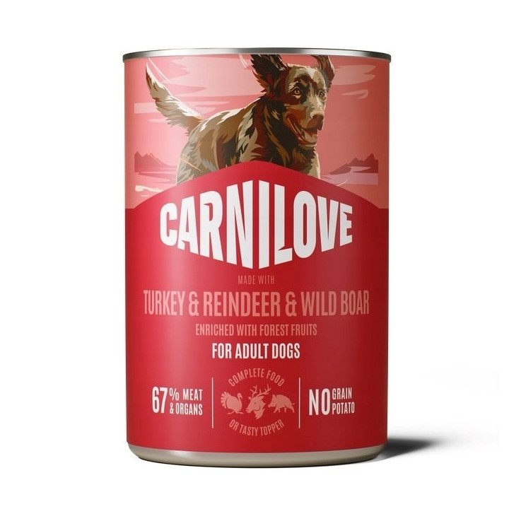 CARNILOVE Dog Tacchino e Renna e Cinghiale - cibo umido per cani - 400g