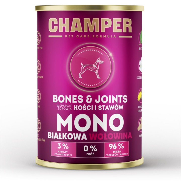 CHAMPER Bones & Joints Monoprotein Manzo - cibo umido per cani - 400g