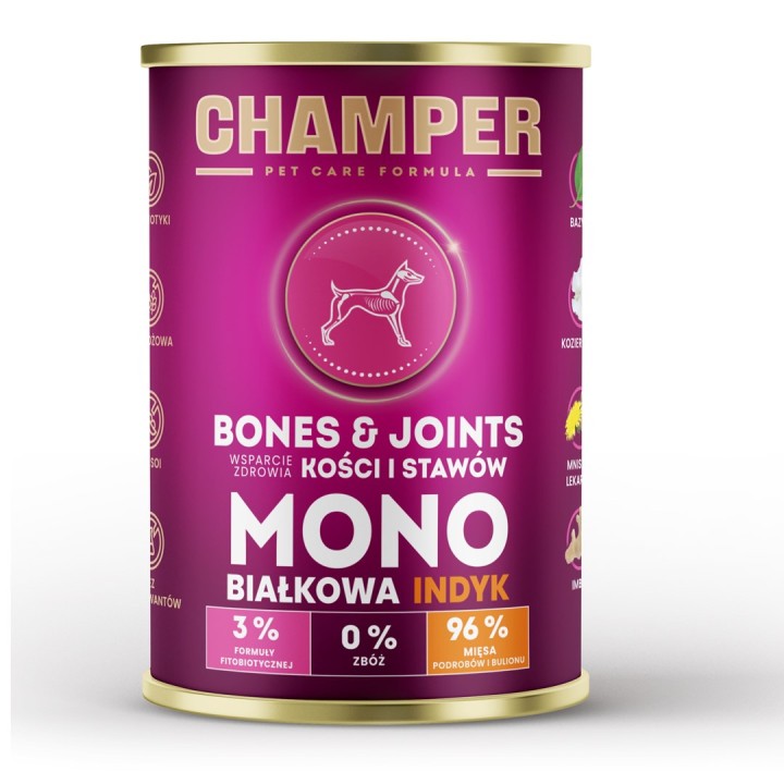 CHAMPER Bones & Joints Monoprotein Tacchino - cibo umido per cani - 400g