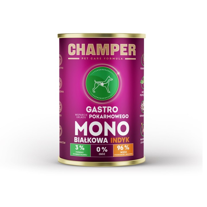 CHAMPER Gastro Mono Tacchino - cibo umido per cani - 400g