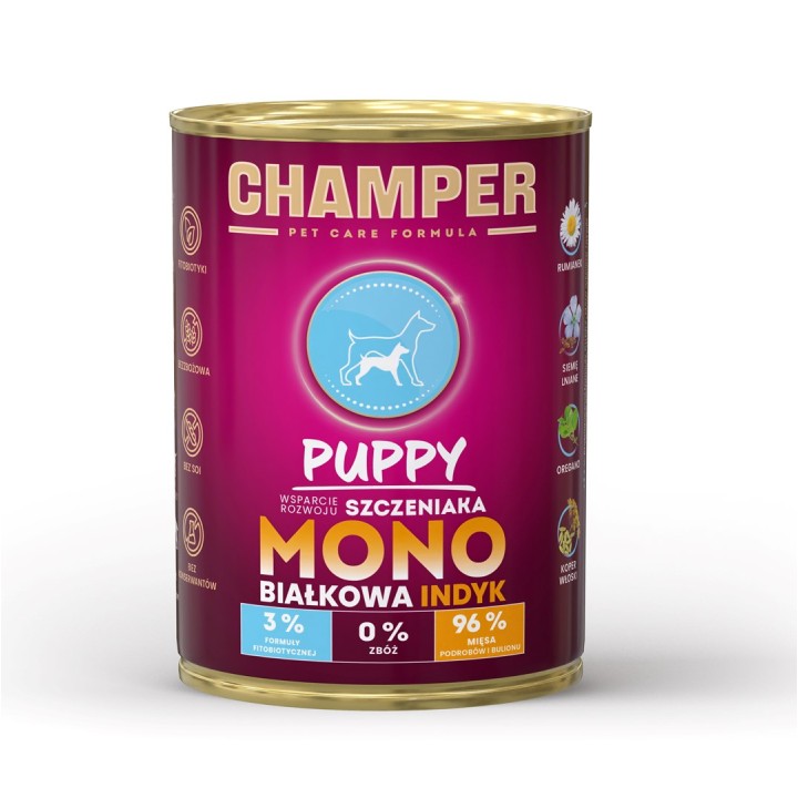CHAMPER Puppy Monoprotein Tacchino - cibo umido per cani - 400g