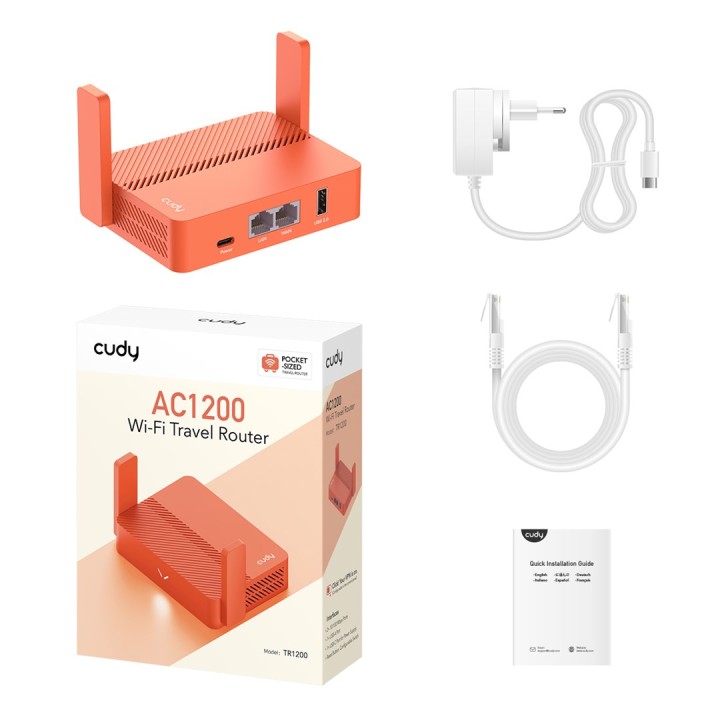 Cudy AC1200 router wireless Fast Ethernet Dual-band (2.4 GHz / 5 GHz) Arancione