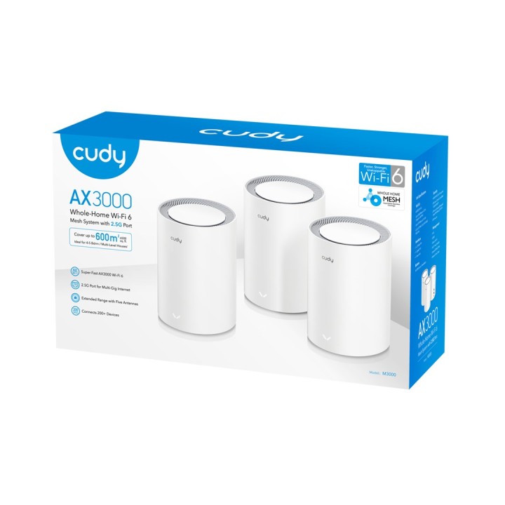 Cudy AX3000 Wi-Fi 6 Soluzione Mesh 2.5G Dual-band (2.4 GHz / 5 GHz) Wi-Fi 6 (802.11ax) Bianco Internal