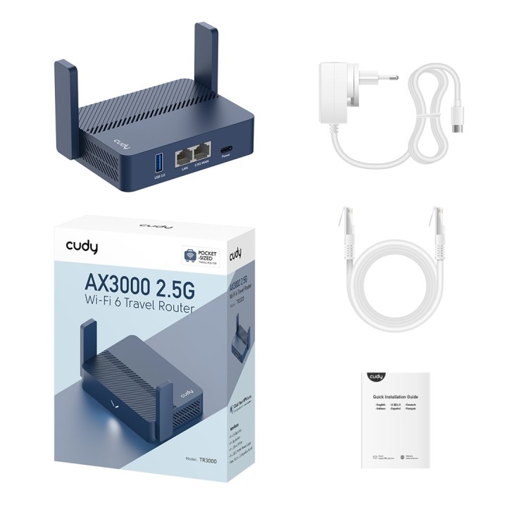 Cudy AX3000 router wireless Gigabit Ethernet Dual-band (2.4 GHz / 5 GHz) Blu