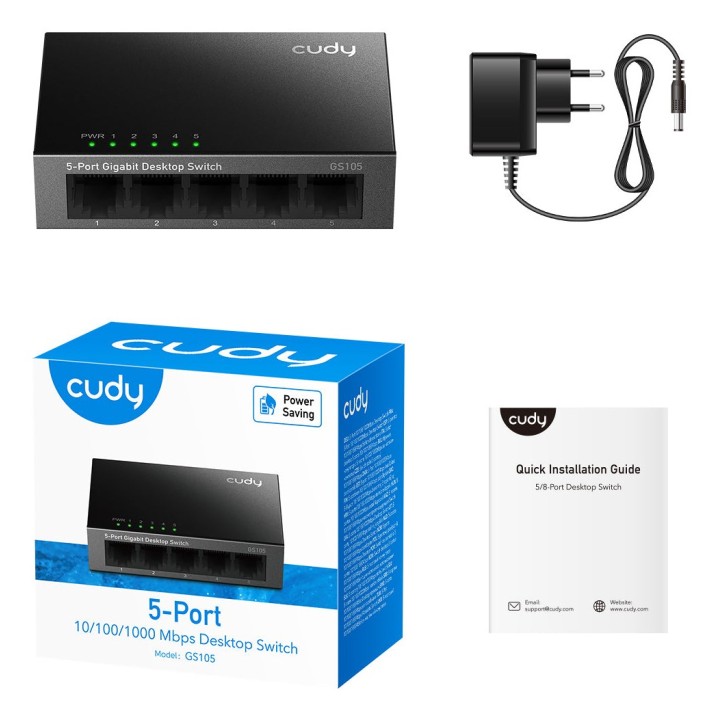 Cudy GS105 switch di rete Non gestito Gigabit Ethernet (10/100/1000) nero