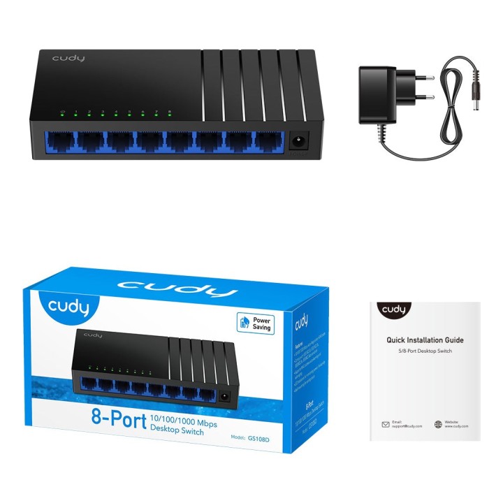 Cudy GS108D switch di rete Non gestito Gigabit Ethernet (10/100/1000) nero