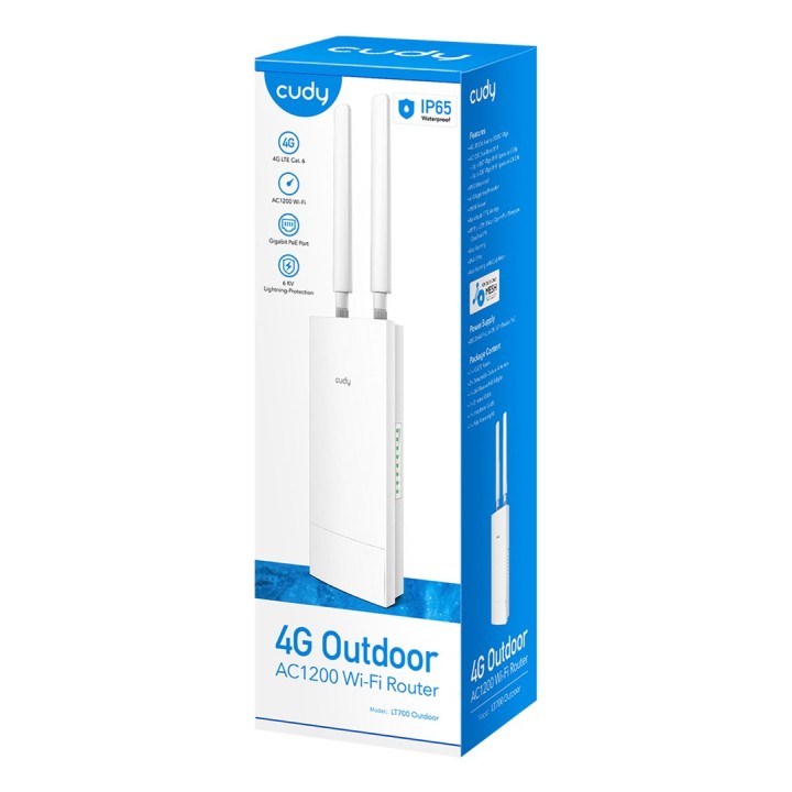 Cudy Indoor/Outdoor 4G Cat 6 AC1200 Router Wi-Fi LT700 Outdoor 1.0 router wireless Gigabit Ethernet Dual-band (2.4 GHz / 5 GHz) 