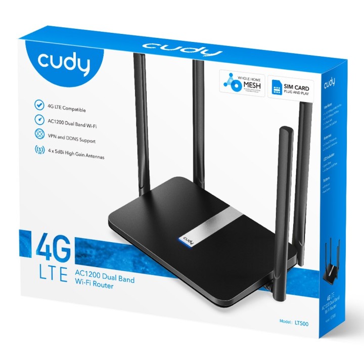 Cudy LT500 router wireless Fast Ethernet Dual band (2.4 GHz / 5 GHz) 4G nero