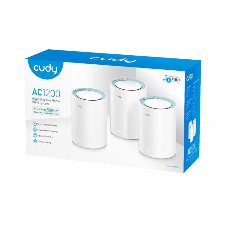 Cudy M1300 3-PACK sistema mesh wi-fi Dual-band (2.4 GHz / 5 GHz) Wi-Fi 5 (802.11ac) Bianco 2 Internal