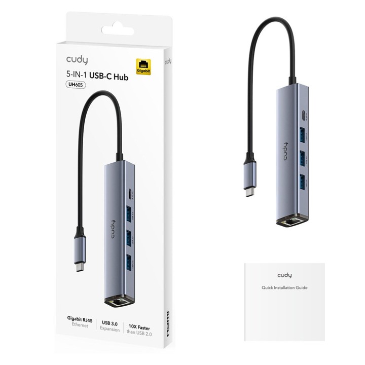 Cudy UH605 docking station/replicatore di porte per laptop cablato USB 3.2 Gen 1 (3.1 Gen 1) Type-C grigio argento