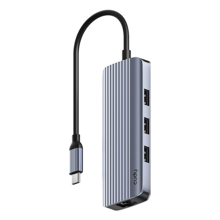 Cudy UH606 docking station/replicatore di porte per laptop cablato USB 3.2 Gen 1 (3.1 Gen 1) Type-C grigio argento
