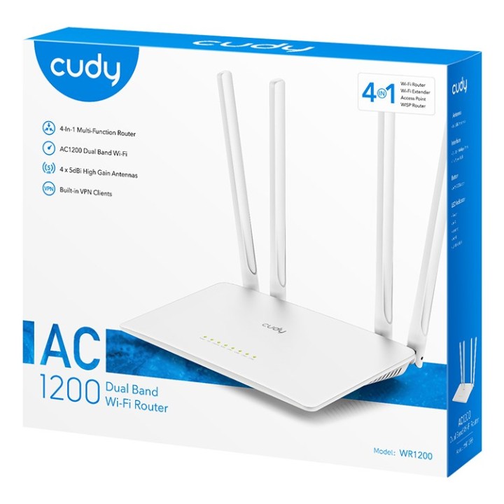 Cudy WR1200 router wireless Fast Ethernet Dual-band (2.4 GHz / 5 GHz) Bianco
