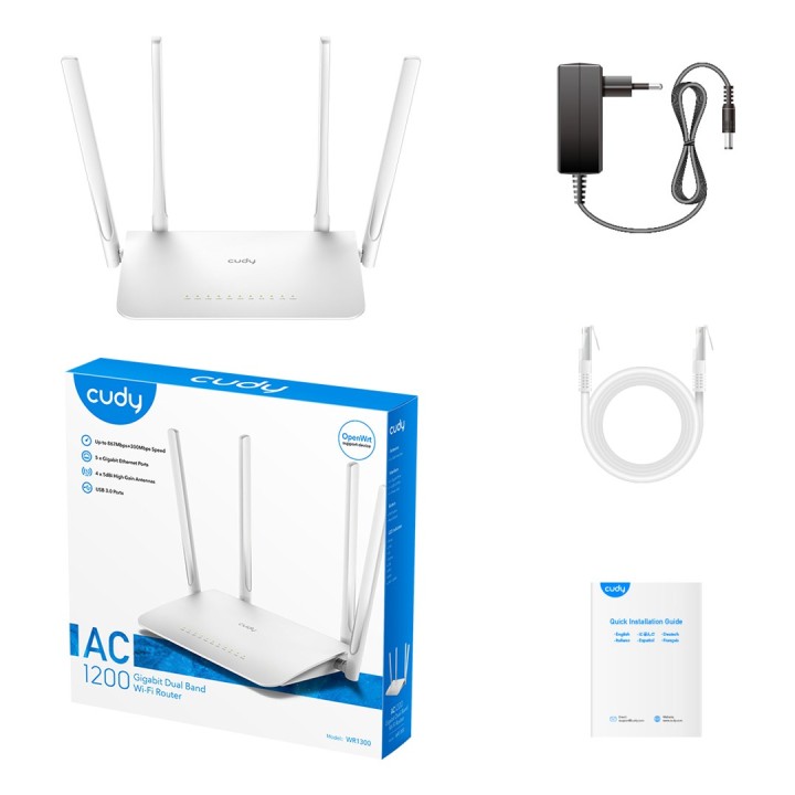 Cudy WR1300 router wireless Gigabit Ethernet Dual band (2.4 GHz / 5 GHz) bianco