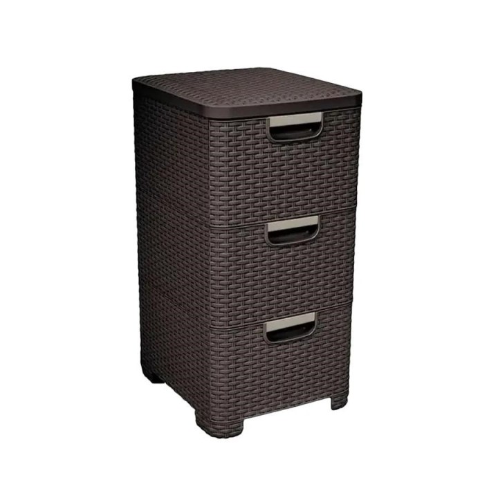 CURVER Rattan 206313 Unità di stoccaggio con cassetti 3 × 14 L Marrone scuro