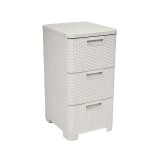 CURVER Rattan 206314 Unità di stoccaggio con cassetti 3 × 14 L Crema