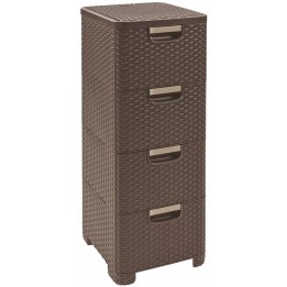 CURVER Rattan 209906 Unità di stoccaggio con cassetti 4 × 14 L Marrone scuro