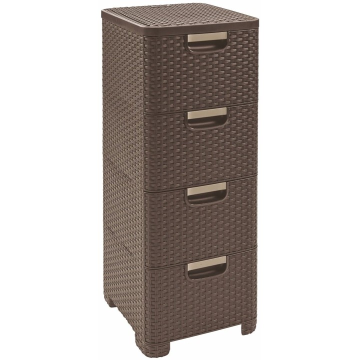 CURVER Rattan 209906 Unità di stoccaggio con cassetti 4 × 14 L Marrone scuro