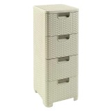 CURVER Rattan 209907 Unità di stoccaggio con cassetti 4 × 14 L Crema