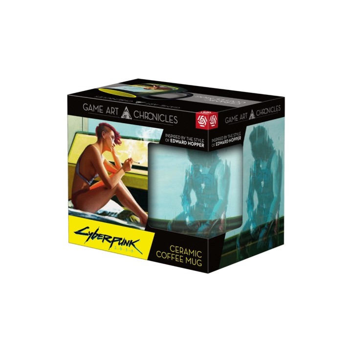 Tazza termosensibile Good Loot Cyberpunk 2077 Game Art Chronicles - V & Edward Hopper 450 ml nero giallo