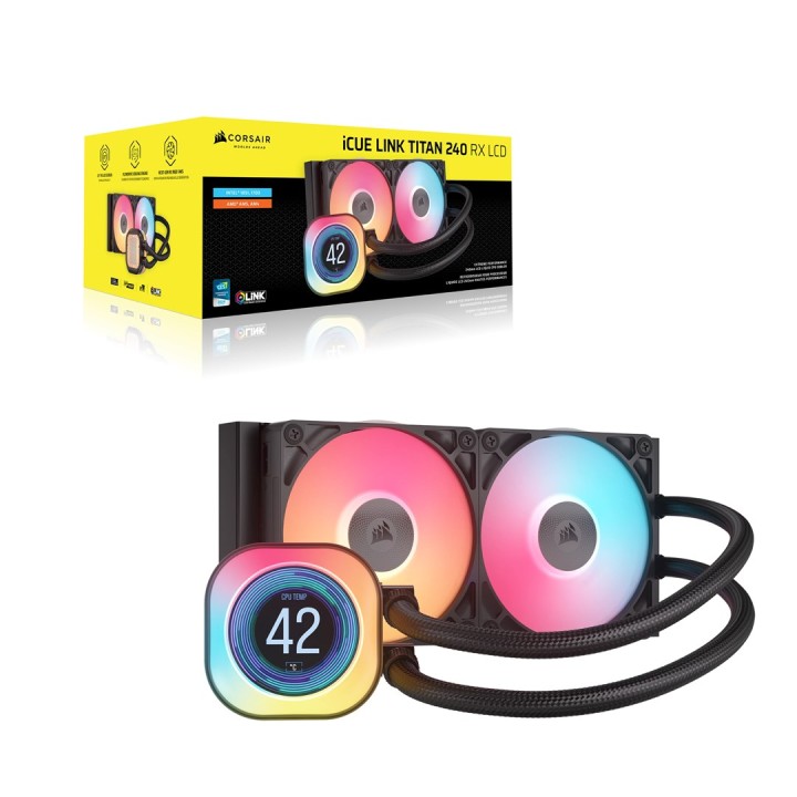Corsair iCUE LINK TITAN 240 RX LCD Raffreddatore ad aria per processore 12 cm Nero 1 pezzo