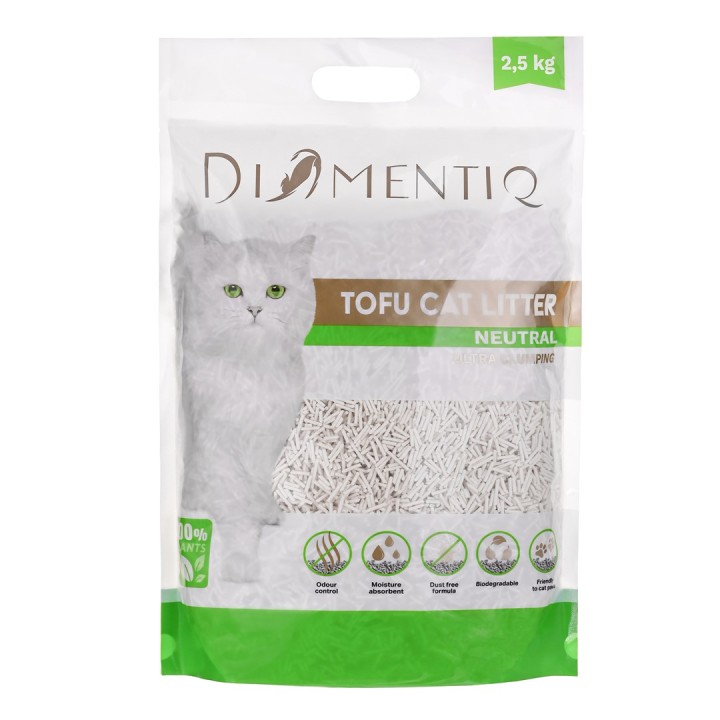 DIAMENTIQ tofu neutro ultra agglomerante - lettiera a base vegetale - 2.5 kg