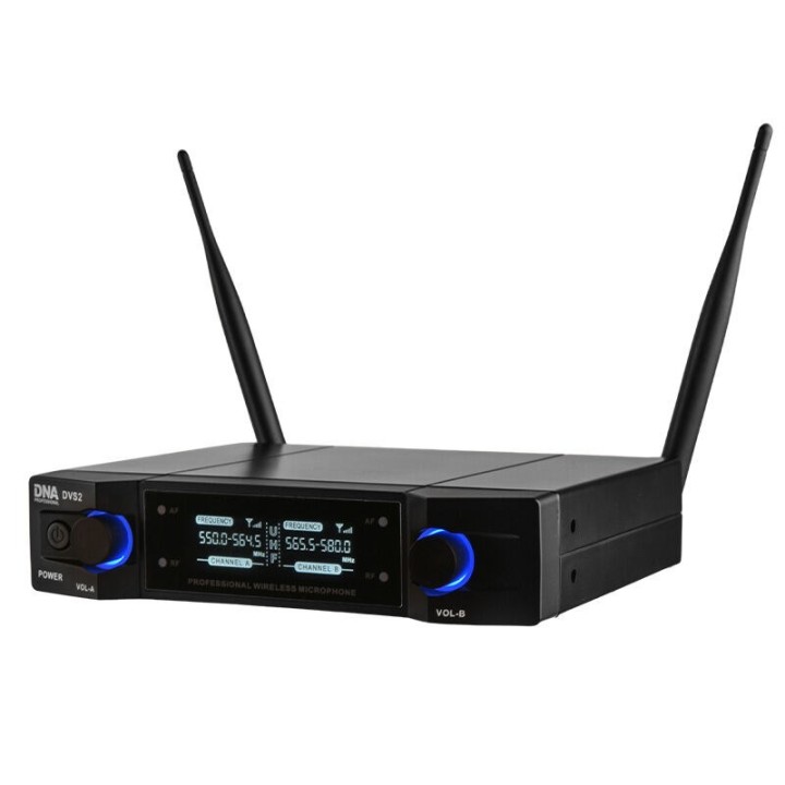 DNA Professional DVS2 - microfono wireless 2 trasmettitori portatili + unità base (560–590 MHz)
