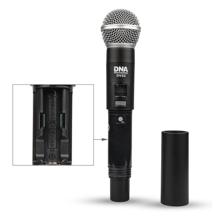 DNA Professional DVS2 - microfono wireless 2 trasmettitori portatili + unità base (560–590 MHz)
