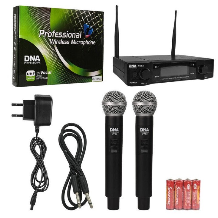 DNA Professional DVS2 - microfono wireless 2 trasmettitori portatili + unità base (560–590 MHz)