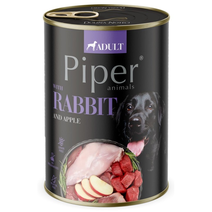 DOLINA NOTECI Piper Animals Coniglio e Mela - Cibo Umido per Cani - 800g