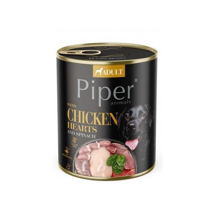 DOLINA NOTECI Piper Cuori di Pollo con Spinaci - Cibo Umido per Cani - 800 g