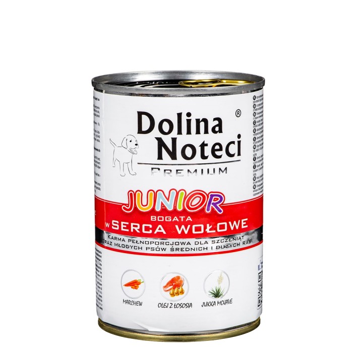 DOLINA NOTECI Premium Junior Ricco di cuori di manzo - Cibo umido per cani - 400 g