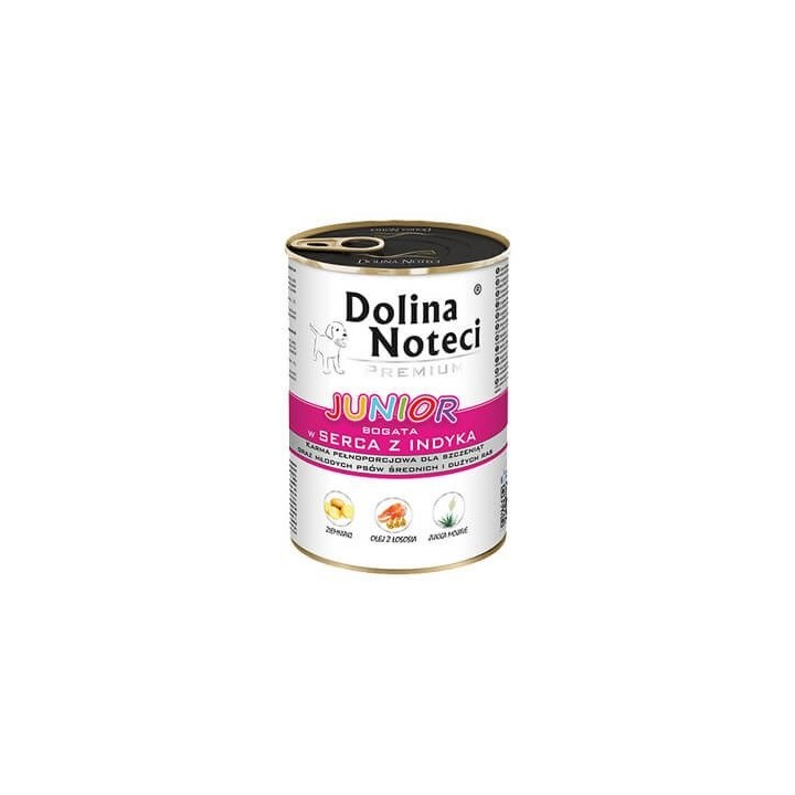 DOLINA NOTECI Premium Junior ricco di cuori di tacchino - cibo umido per cuccioli di razze medie e grandi - 400g