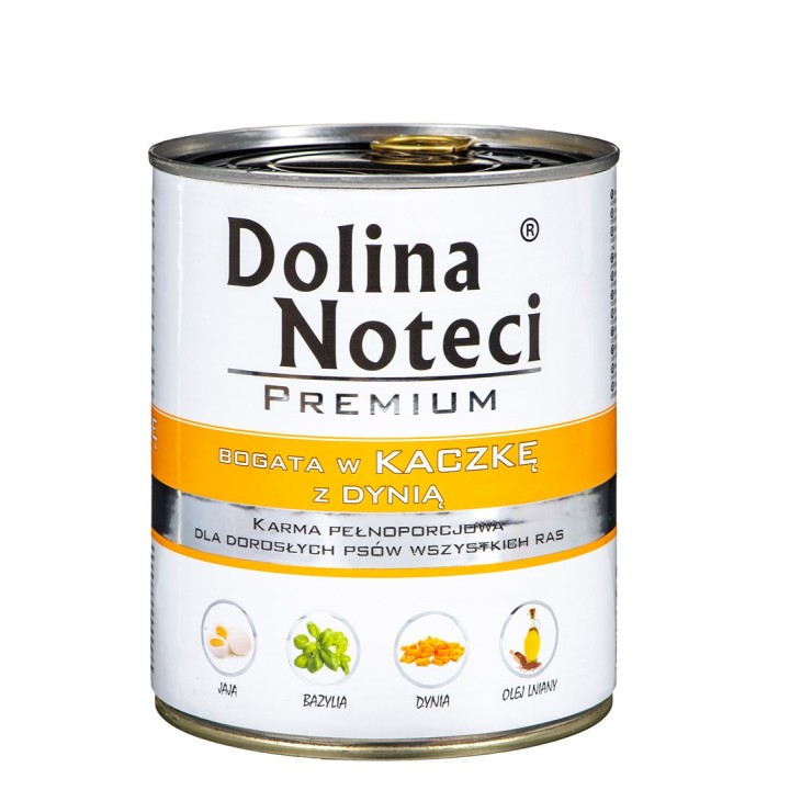 DOLINA NOTECI Premium Ricco di anatra con zucca - Cibo umido per cani - 800 g