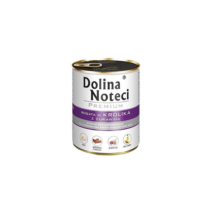 DOLINA NOTECI Premium Ricco di coniglio con mirtilli rossi - Cibo umido per cani - 800 g