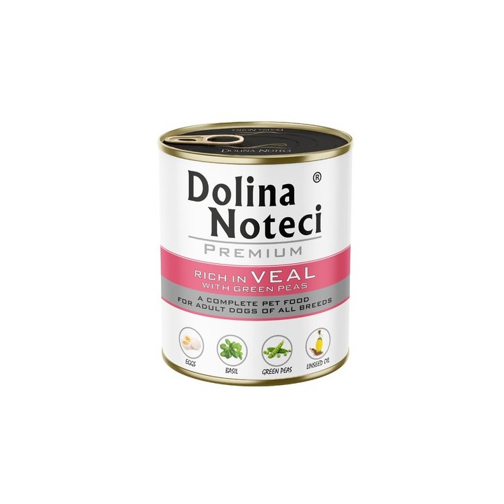 DOLINA NOTECI Premium Ricco di Vitello con Piselli Verdi - Cibo Umido per Cani – 800g