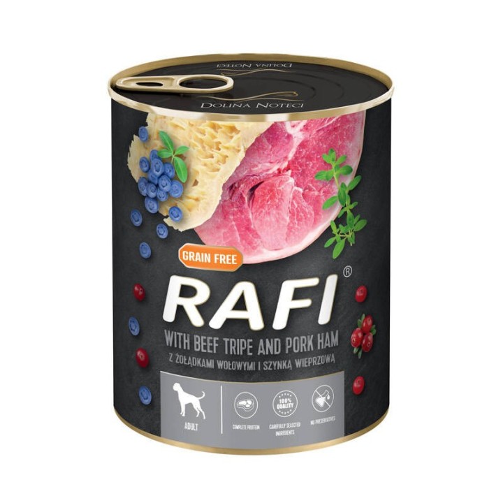 DOLINA NOTECI Rafi Trippa di manzo con prosciutto - cibo umido per cani - 800g