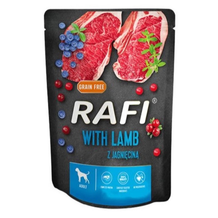 Dolina Noteci Rafi con agnello mirtilli rossi mirtilli - cibo umido per cani 300 g